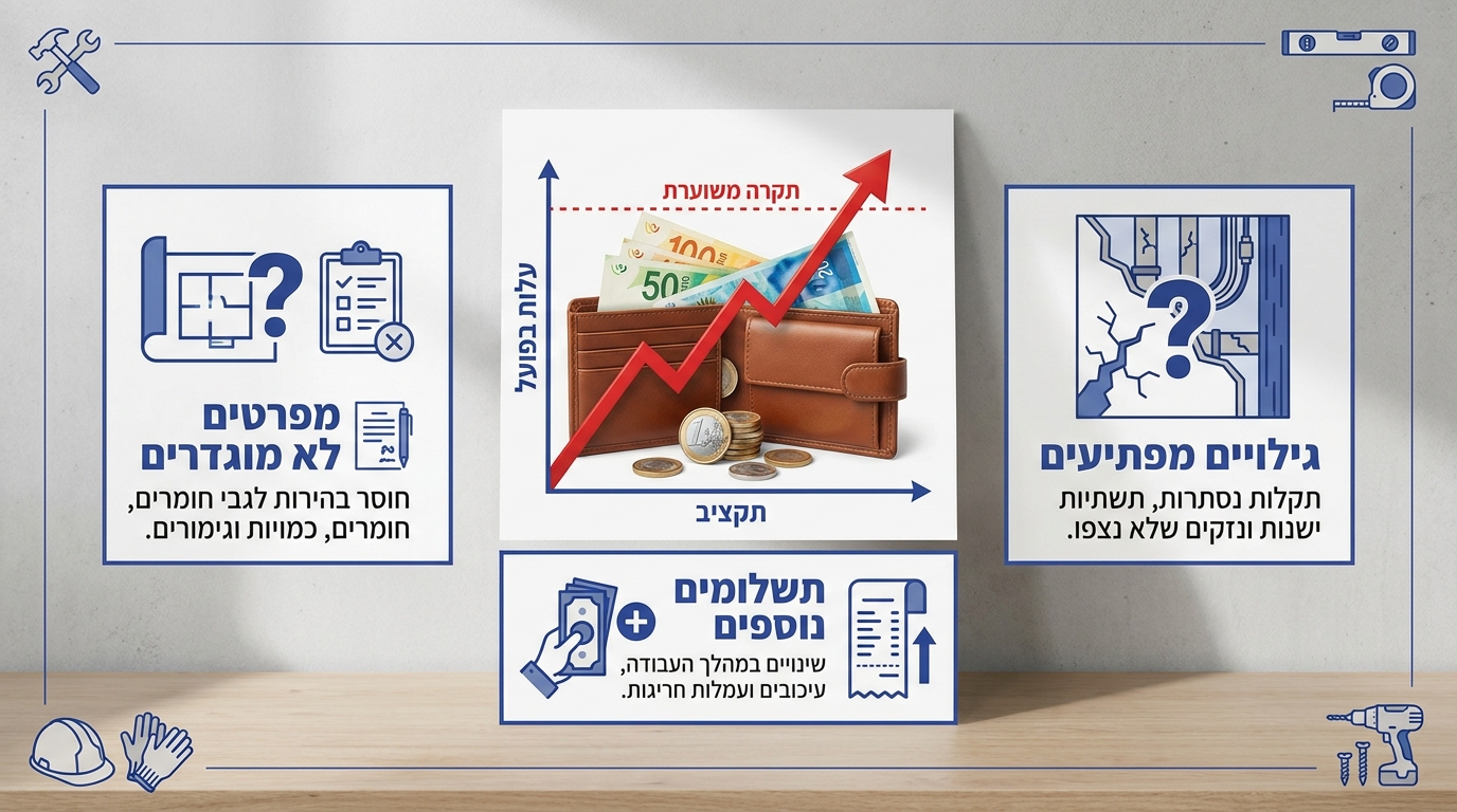 זוג סוקר הצעות מחיר לשיפוץ דירה ומגלה פערים בין המחיר שתכננו לבין העלות הסופית