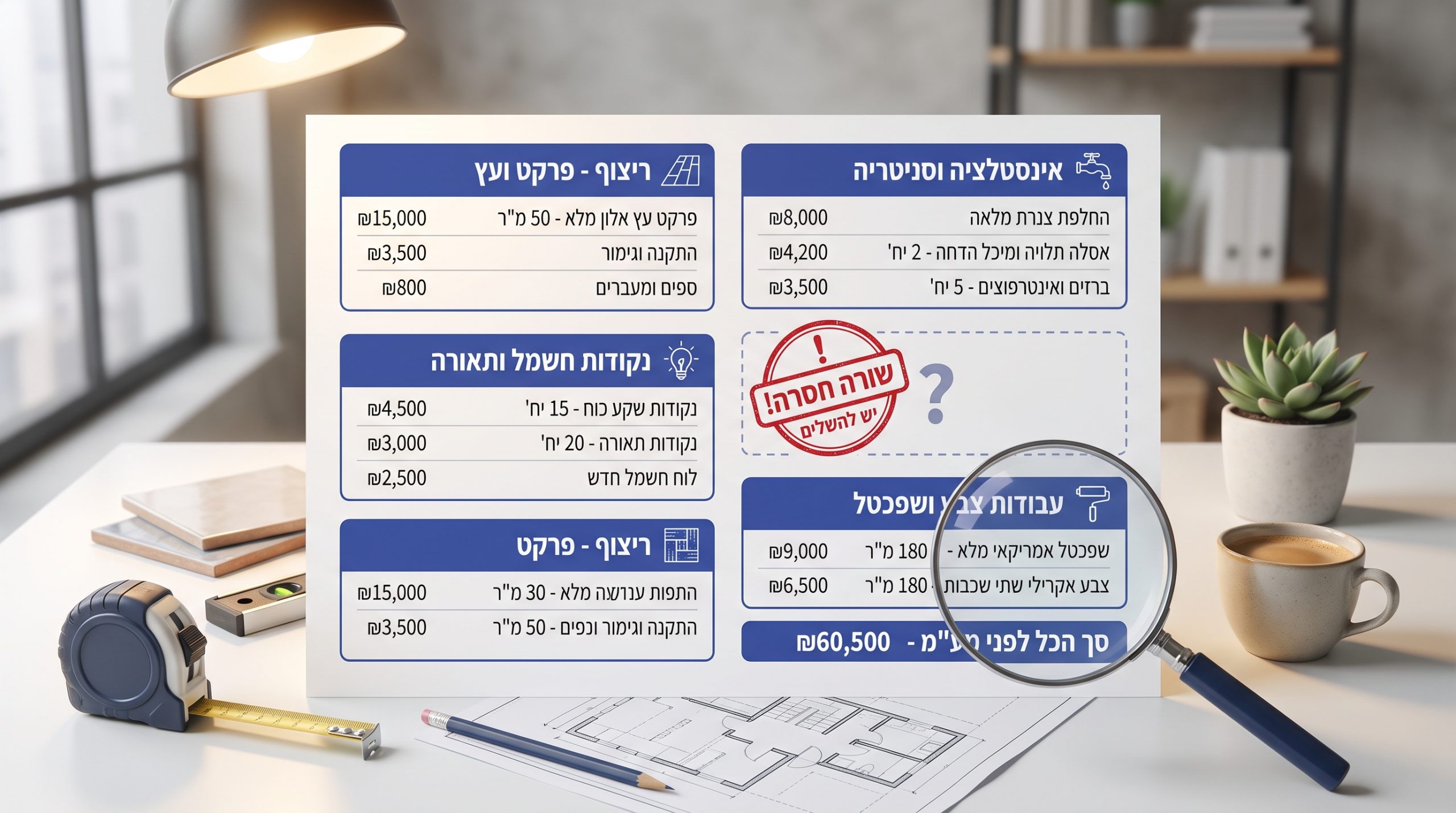 השוואה בין רמות שיפוץ דירה - קוסמטי, חלקי וכללי