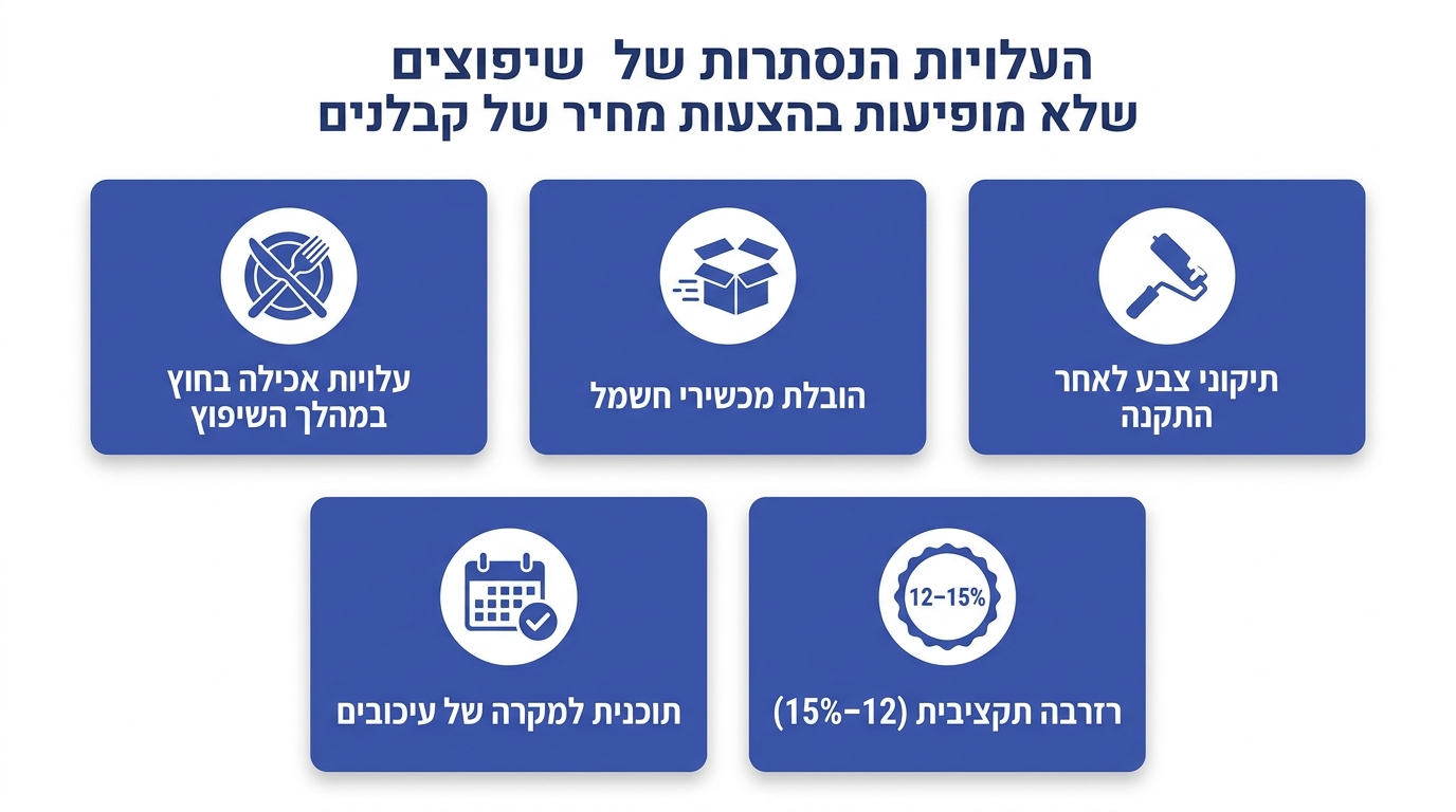 עלויות נלוות לשיפוץ מטבח שלא מופיעות בהצעת המחיר