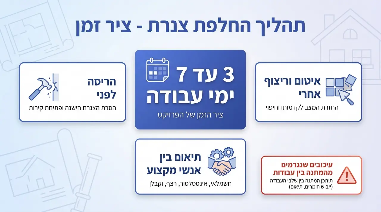 משך הזמן הטיפוסי להחלפת אינסטלציה בדירה ישנה