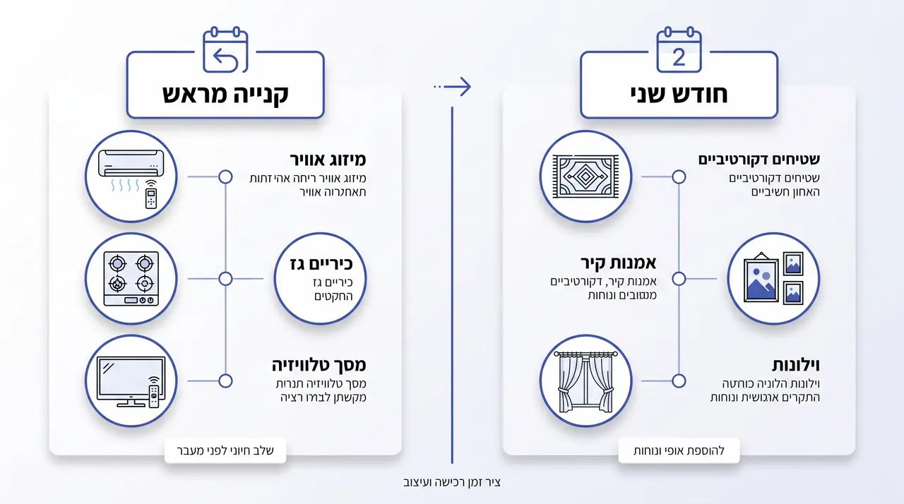 רהיטים וארגזים בדירה חדשה - מה כדאי לקנות מראש ומה לדחות לחודש השני